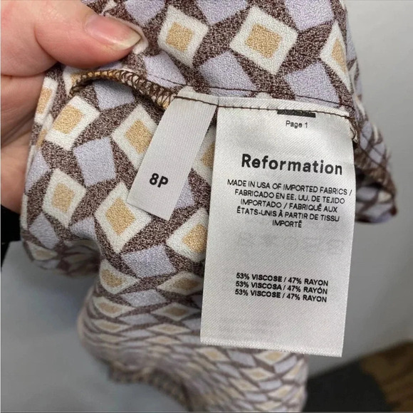 NWT Reformation Hilda Plaza Dress MIDI Square Neck Purple 8 Petite Wrap Slit - Picture 8 of 9